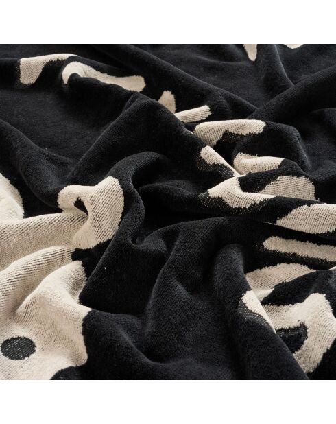 Telo mare Tabea in velluto di cotone nero - 90 x 150 cm