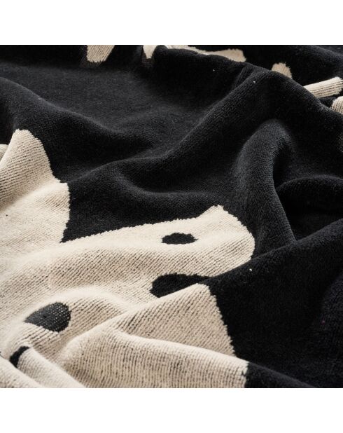 Telo mare Tabea in velluto di cotone nero - 90 x 150 cm