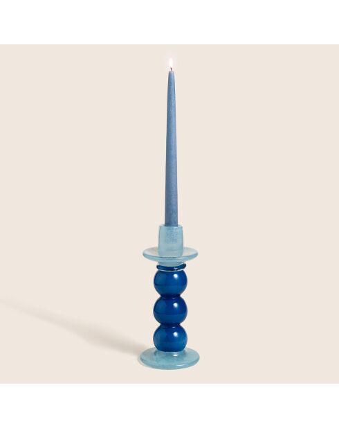 Bougeoir bleu - 10.5 x 10.5 x 24 cm