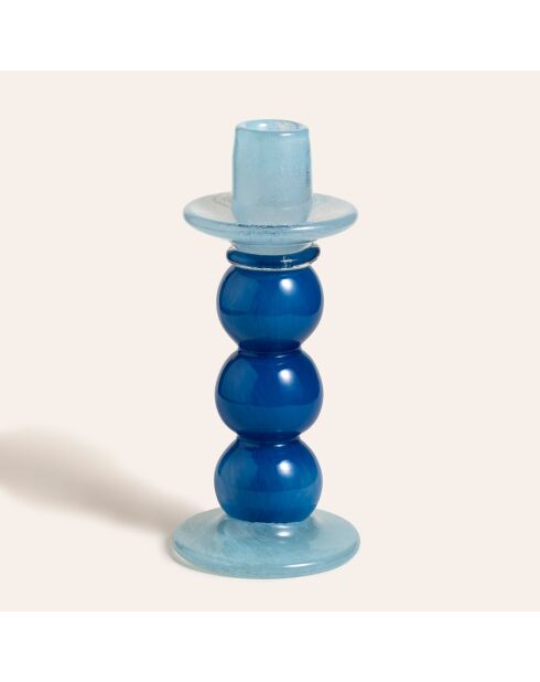 Bougeoir bleu - 10.5 x 10.5 x 24 cm