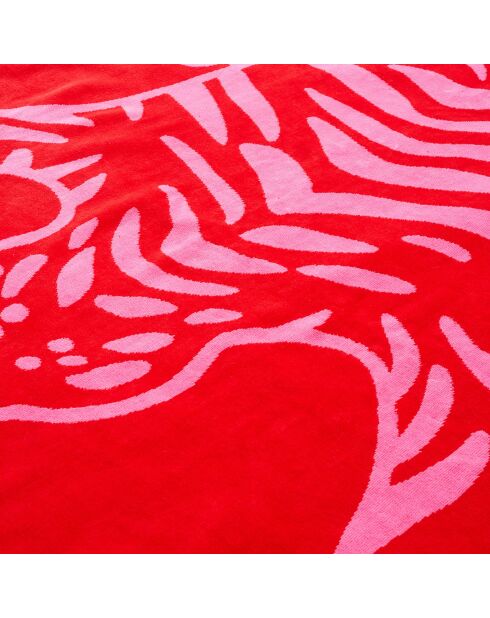 Serviette de plage Tabea en velours de coton rose - 90 x 150 cm