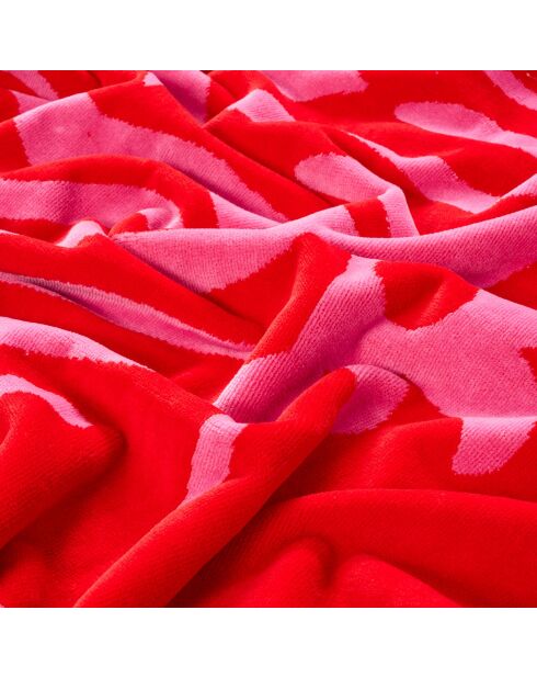 Serviette de plage Tabea en velours de coton rose - 90 x 150 cm