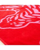 Serviette de plage Tabea en velours de coton rose - 90 x 150 cm