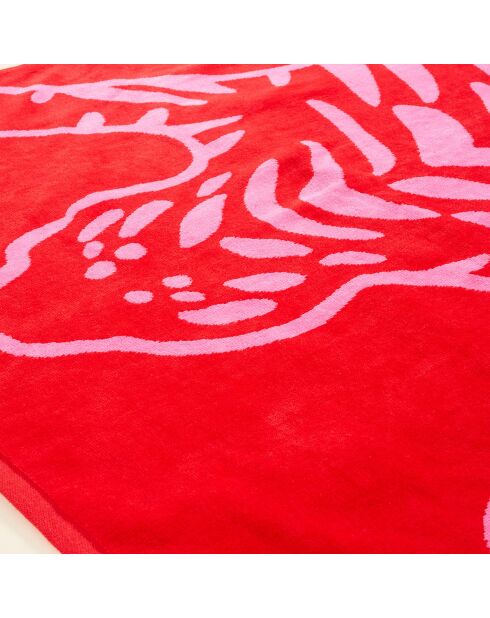 Serviette de plage Tabea en velours de coton rose - 90 x 150 cm