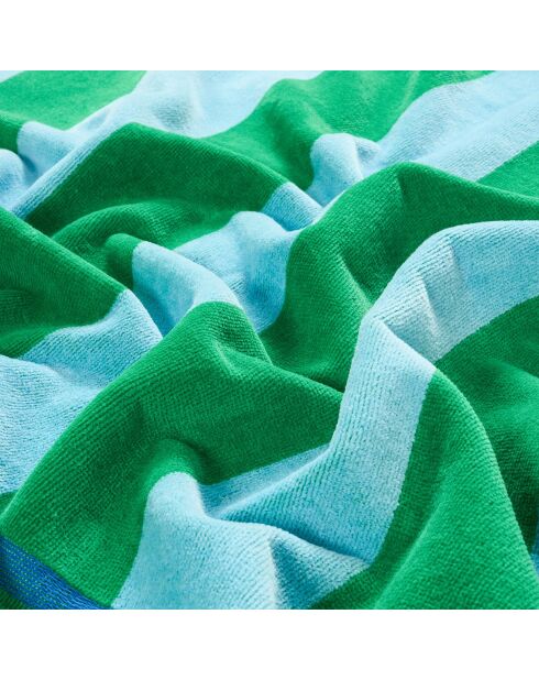 Telo mare Tabea in velluto di cotone verde e blu - 90 x 150 cm