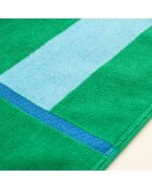 Telo mare Tabea in velluto di cotone verde e blu - 90 x 150 cm