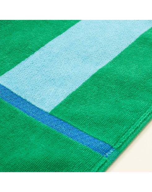 Telo mare Tabea in velluto di cotone verde e blu - 90 x 150 cm