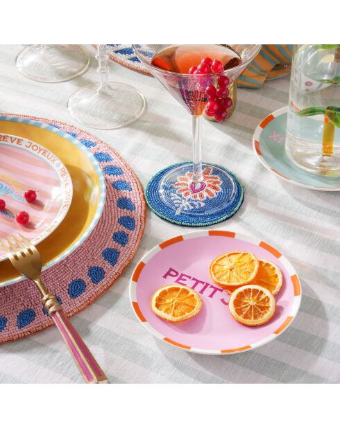 Assiette Petit Joie rose - 15 x 15 cm