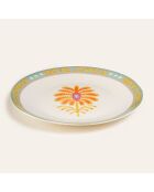 Plat de service à gâteau fleur multicolore - 21 x 21 cm