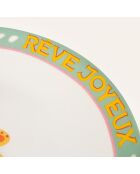 Plat de service à gâteau fleur multicolore - 21 x 21 cm