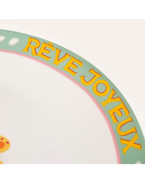 Plat de service à gâteau fleur multicolore - 21 x 21 cm