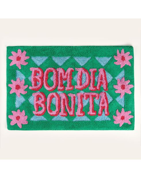 Tapis de bain en coton Bom Dia Bonita vert - 60 x 90 cm