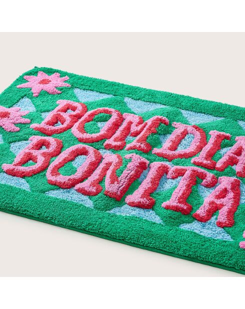 Tapis de bain en coton Bom Dia Bonita vert - 60 x 90 cm