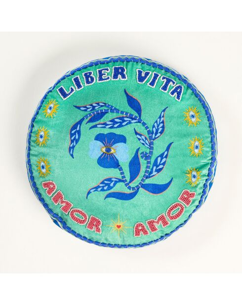 Liber Vita dekoratives Kissen mehrfarbig und grün - 40 x 40 cm