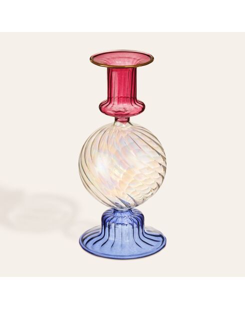 Bougeoir multicolore - 8 x 8 x 18 cm