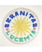 Tapis de bain en coton Seranitas Lucemia crème et jaune -70 x 70 cm