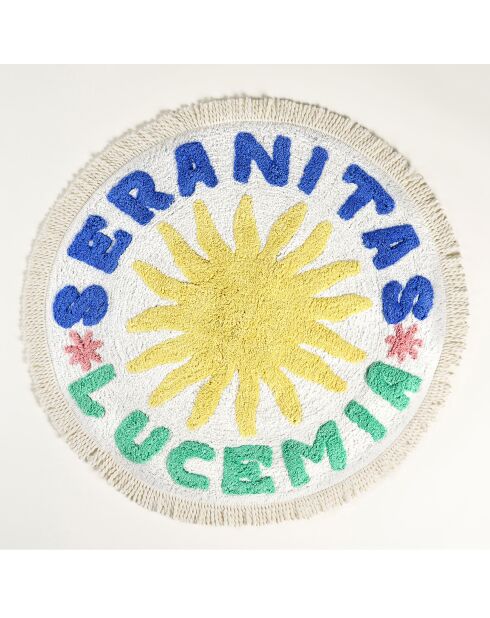 Tapis de bain en coton Seranitas Lucemia crème et jaune -70 x 70 cm