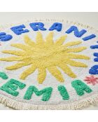 Tapis de bain en coton Seranitas Lucemia crème et jaune -70 x 70 cm