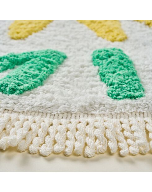 Tapis de bain en coton Seranitas Lucemia crème et jaune -70 x 70 cm