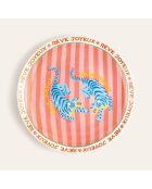 Plat de service à gâteau Tigre multicolore - 21 x 21 cm