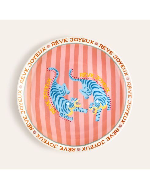 Plat de service à gâteau Tigre multicolore - 21 x 21 cm