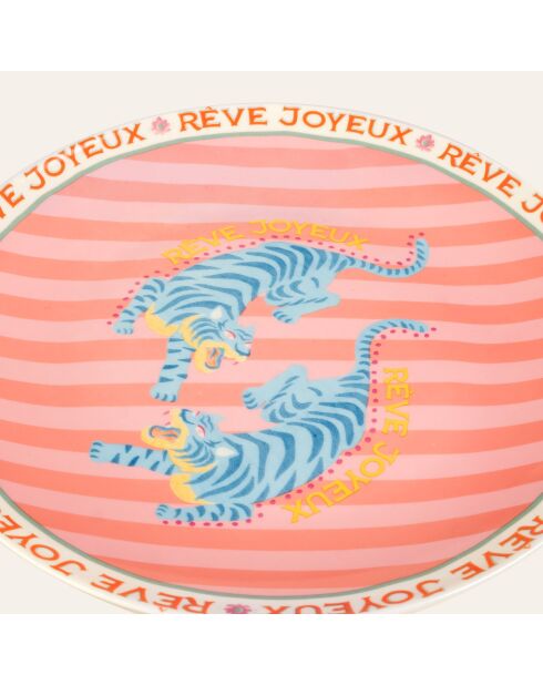 Plat de service à gâteau Tigre multicolore - 21 x 21 cm