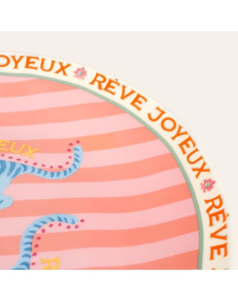 Plat de service à gâteau Tigre multicolore - 21 x 21 cm