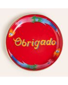 Assiette plate Obrigado rouge - 10 x 10 cm