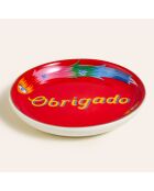 Assiette plate Obrigado rouge - 10 x 10 cm