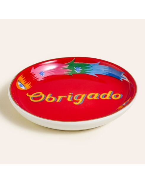 Assiette plate Obrigado rouge - 10 x 10 cm