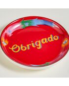 Assiette plate Obrigado rouge - 10 x 10 cm