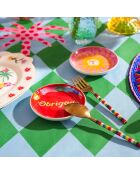 Assiette plate Obrigado rouge - 10 x 10 cm