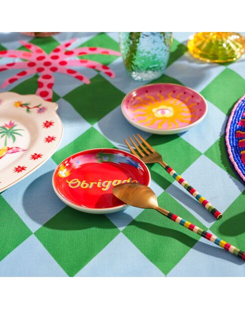 Assiette plate Obrigado rouge - 10 x 10 cm