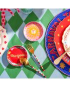 Assiette plate Obrigado rouge - 10 x 10 cm