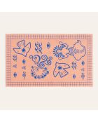 Telo mare Tabea in cotone blu salmone - 90 x 150 cm