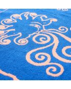 Telo mare Tabea in cotone blu salmone - 90 x 150 cm