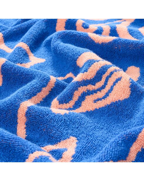 Telo mare Tabea in cotone blu salmone - 90 x 150 cm