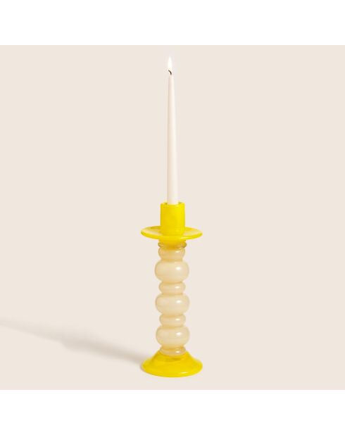 Bougeoir jaune - 12 x 12 x 34.5 cm