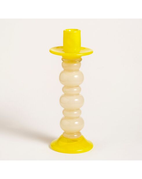 Bougeoir jaune - 12 x 12 x 34.5 cm