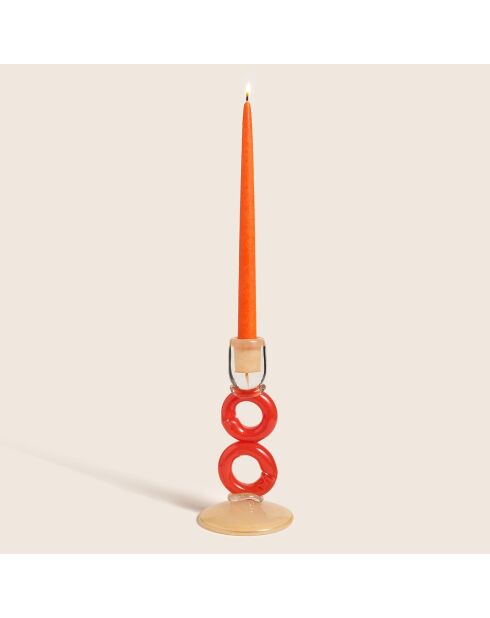 Bougeoir orange - 12 x 12 x 24 cm