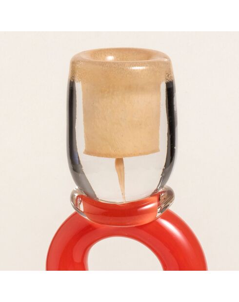 Bougeoir orange - 12 x 12 x 24 cm