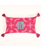 Kissen Bom Dia in Rosa und Rot, 30 x 55 cm