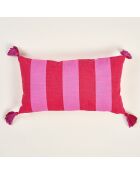 Kissen Bom Dia in Rosa und Rot, 30 x 55 cm