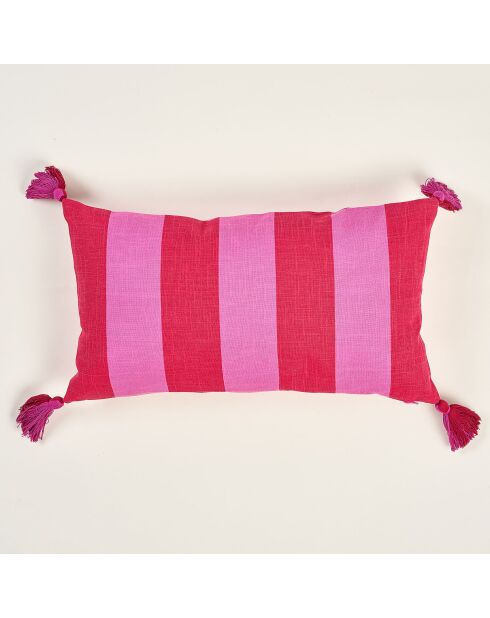 Kissen Bom Dia in Rosa und Rot, 30 x 55 cm