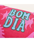 Kissen Bom Dia in Rosa und Rot, 30 x 55 cm