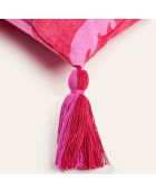 Kissen Bom Dia in Rosa und Rot, 30 x 55 cm