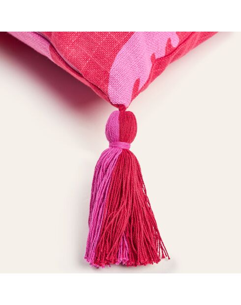 Kissen Bom Dia in Rosa und Rot, 30 x 55 cm
