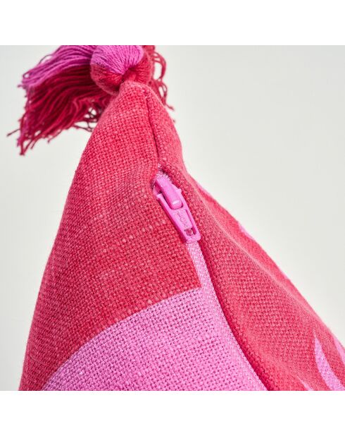 Kissen Bom Dia in Rosa und Rot, 30 x 55 cm