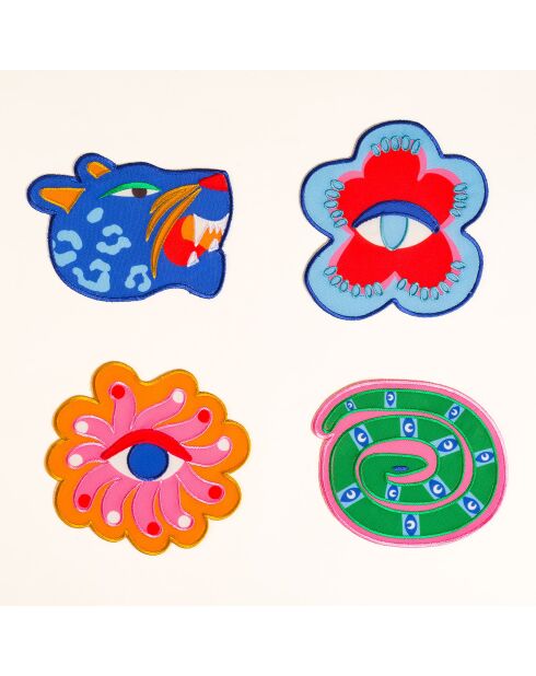 Serviettes de table 4 pièces multicolores - 15 cm