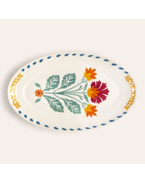 Plat de service ovale Rêve Joyeux multicolore - 31 x 18 cm